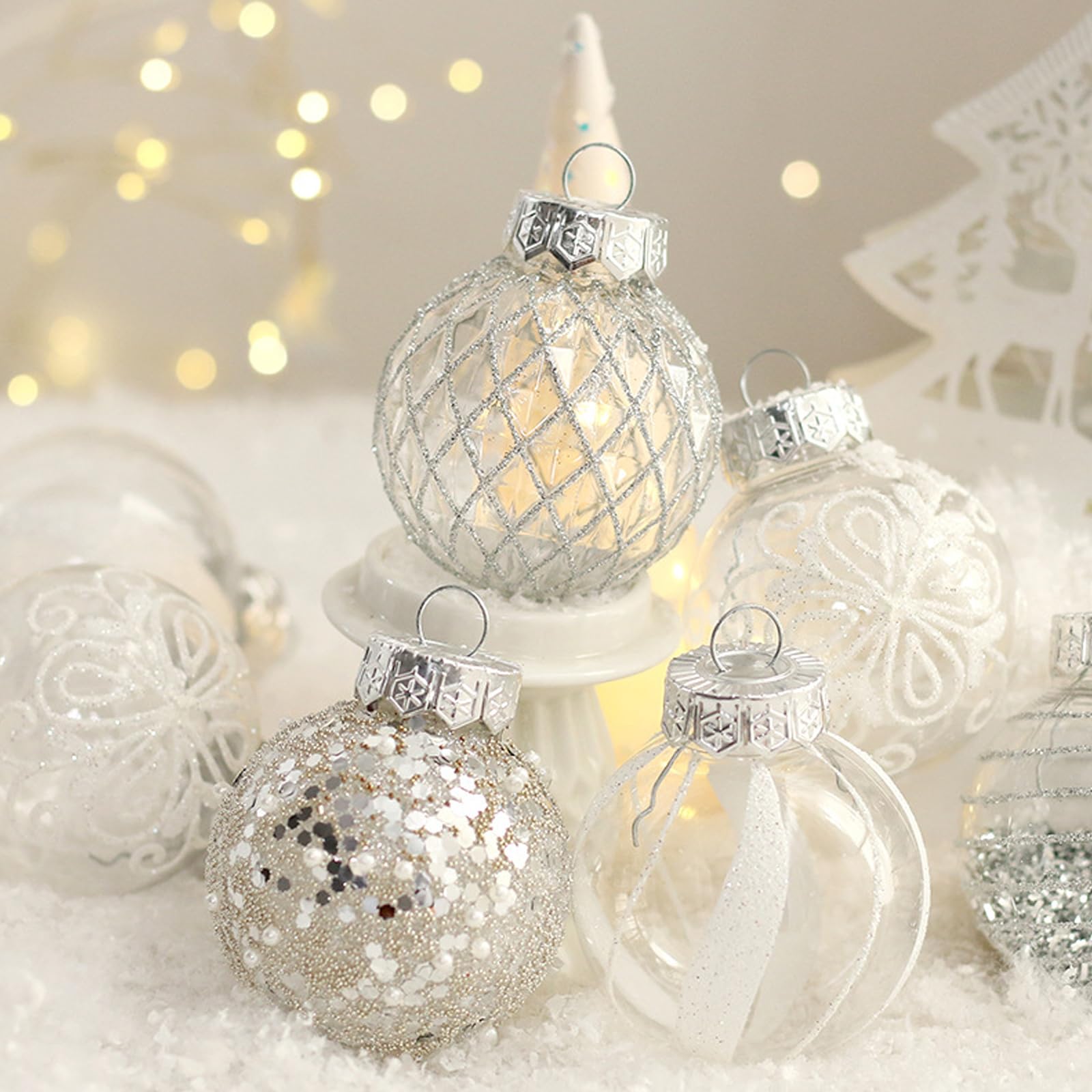 Set of 25 white Christmas tree balls - Christmas tree decoration --max V1237-ZY-203-4297