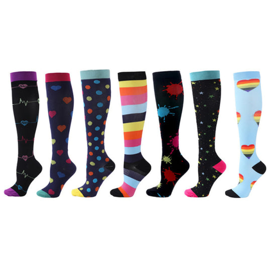 Pairs Compression Socks for Women and Men 15-20 mmHg Gradual Support Knee High Socks for Nurses, Athletes, V1237-ZY-203-4347