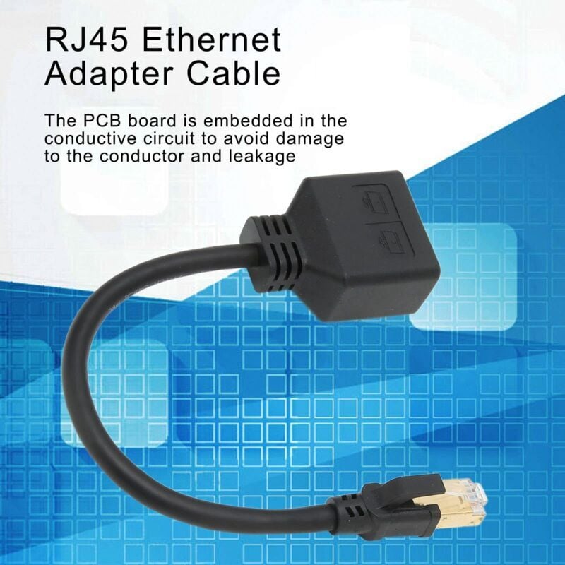 RJ45 Splitter Adapter, 1 to 2 Port RJ45 Network Ethernet Adapter Splitter, CAT8 Network Cable Splitter V1237-ZY-203-4367