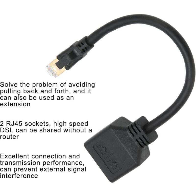 RJ45 Splitter Adapter, 1 to 2 Port RJ45 Network Ethernet Adapter Splitter, CAT8 Network Cable Splitter V1237-ZY-203-4367