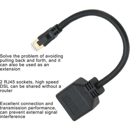 RJ45 Splitter Adapter, 1 to 2 Port RJ45 Network Ethernet Adapter Splitter, CAT8 Network Cable Splitter V1237-ZY-203-4367