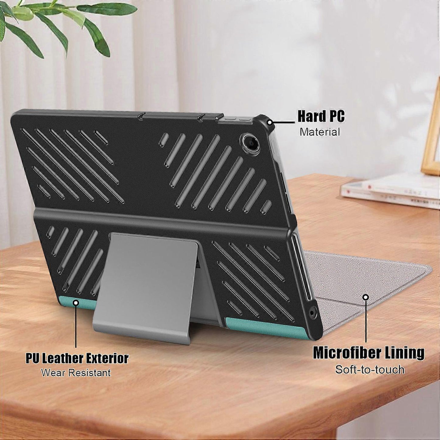 Protective Stand for Lenovo Tab Plus 11.5 inch TB351FU with Heat Dissipation in Leather Blackish Green V1237-ZY-203-4378