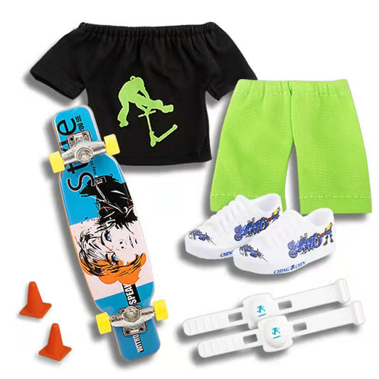 Finger Skateboard With Shoes Mini Scooter Finger Toy Set Gripboard Shoes And Pants Finger Skate Board Mini V1237-ZY-203-4397