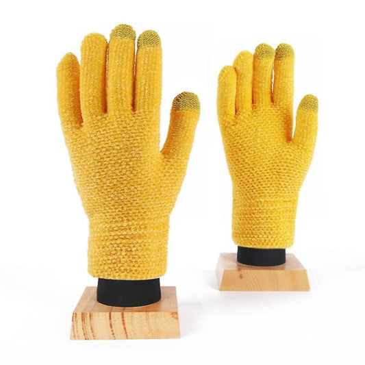 Knitted gloves ""touchscreen gloves women, warm knitted gloves"" (2 pairs)(bright yellow) bright yellow V1237-ZY-203-4415