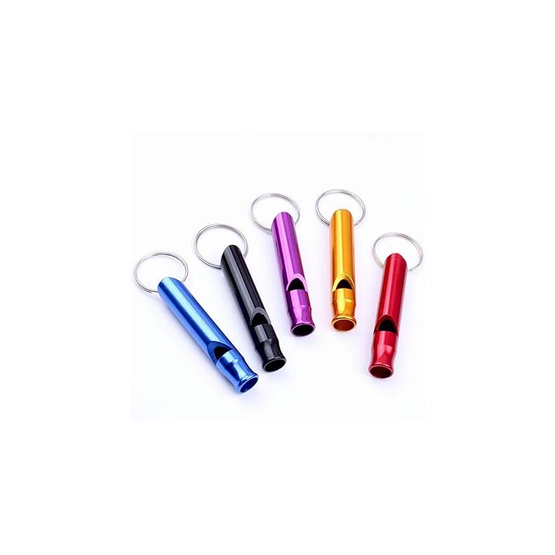 5-pack Aluminum First Aid Whistle with Keychain for Sports Referees, Hiking, Camping, Climbing V1237-ZY-203-4467