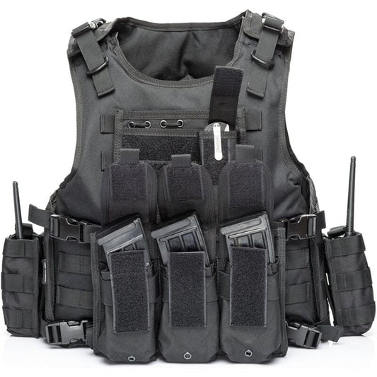 Tactical Vest, Adjustable Plate Carrier for Army, Police, Black V1237-ZY-203-4479