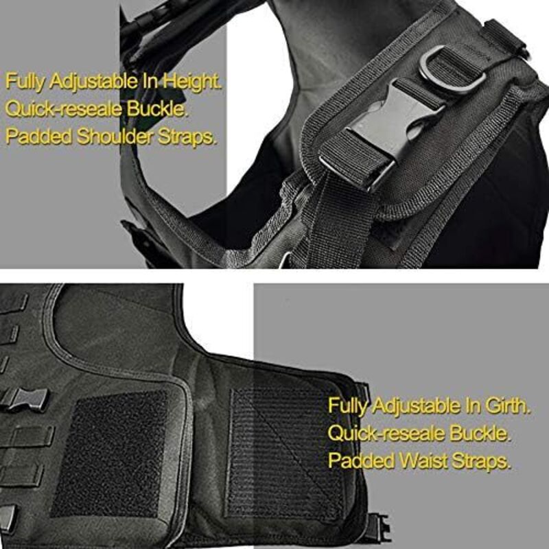 Tactical Vest, Adjustable Plate Carrier for Army, Police, Black V1237-ZY-203-4479