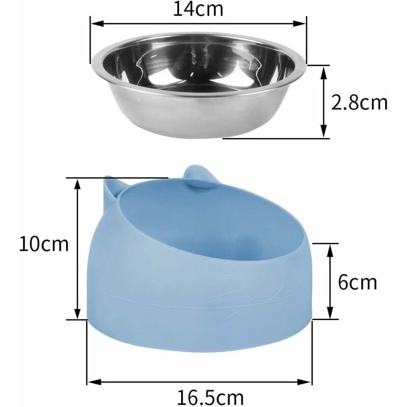 Raised Tilting Cat Bowl 200ml Removable Stand for Cats and Dogs V1237-ZY-203-4496