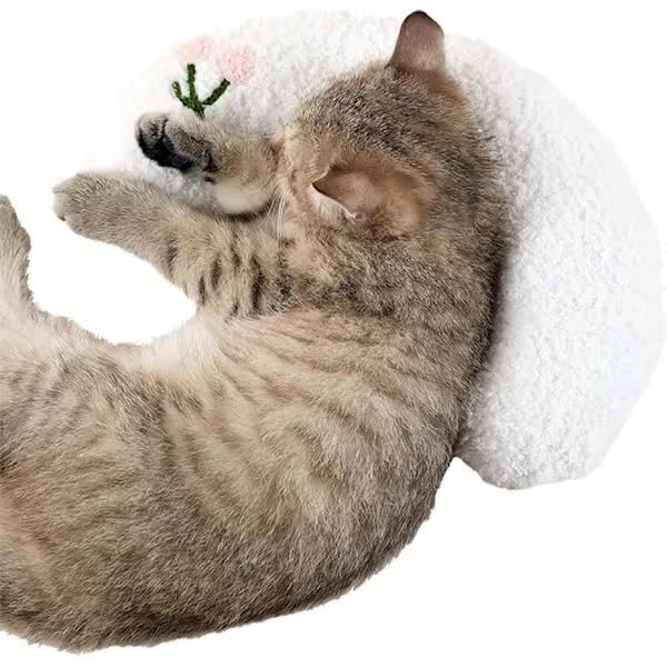 Pet Fur, Cat and Dog Pillow, Relief for Pet Play, Tear and Bite Resistant, U-Shaped Headrest, White V1237-ZY-203-4521