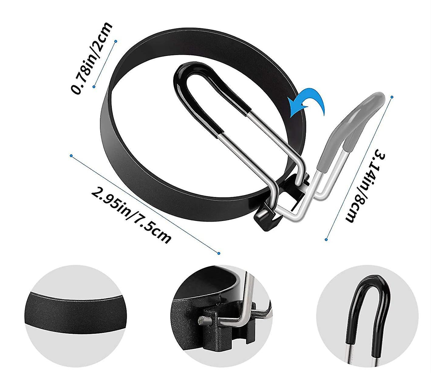 Stainless Steel Egg Ring Pancake Mold for Fried Eggs and Omelets - 4 Pieces V1237-ZY-203-4528