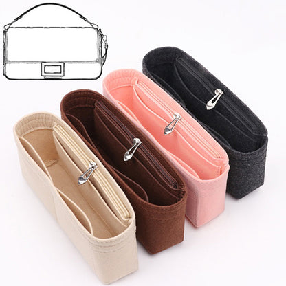Multi-Pocket Women Insert Bag Handbag in felt fabric Black Black Black M V1237-ZY-203-4566