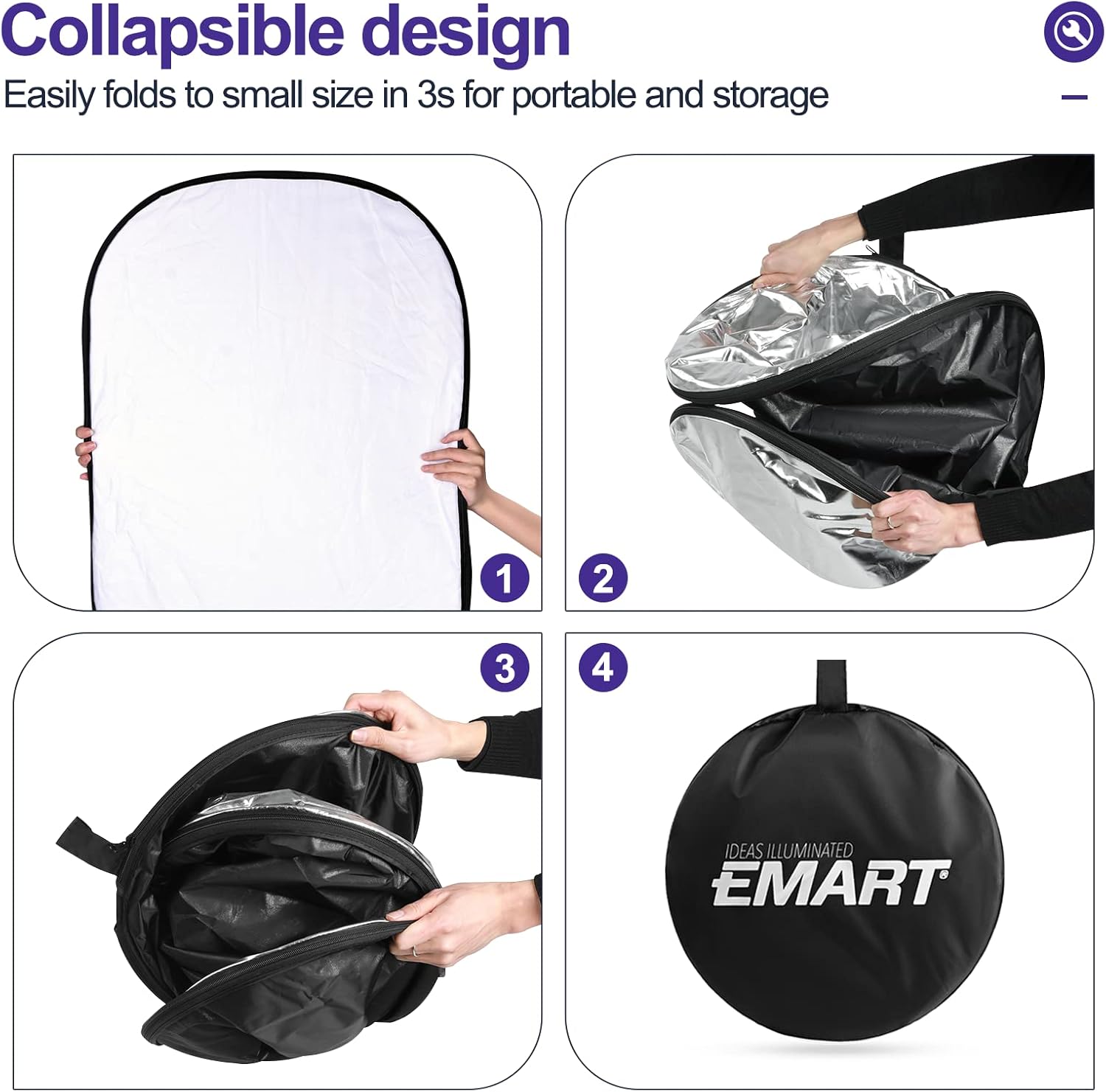 60 x 90 cm Light Reflectors 5-in-1 Photo Foldable Photo Reflector Large Oval Portable Foldable Light V1237-ZY-203-4595