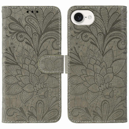 Case for iPhone 16e Lace Flowers PU Leather Flip Wallet Case V1237-ZY-203-4607