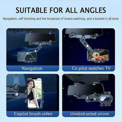 Car Rearview Mirror Phone Holder 360 Rotating Navigation Mount for Car V1237-ZY-203-4617