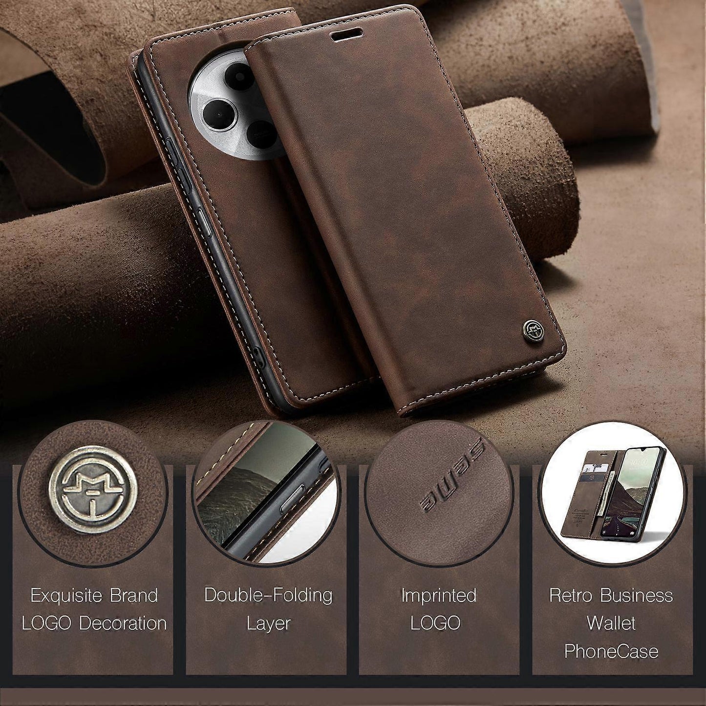 For Xiaomi Redmi 14C 4G Case CASEME 013 Series Card Holder Stand Leather Phone Case Multicolor Multicolor V1237-ZY-203-4648
