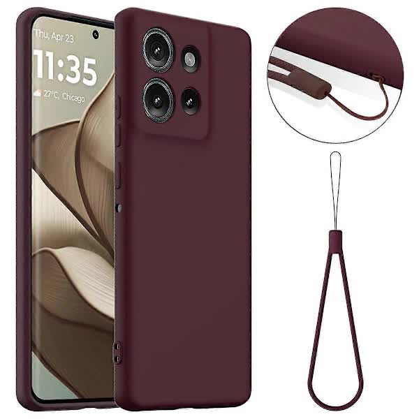 Case for Motorola Edge 50 5G MagSafe Compatible Liquid Silicone Case with Lanyard - Black Multicolor Burgundy V1237-ZY-203-4650
