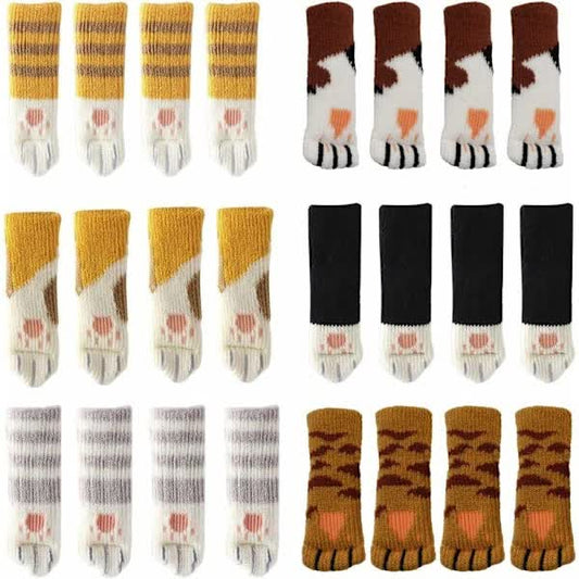 24 Cute Cat Foot Chair Socks Chair Leg Protectors Floor Protectors Anti-Scratch Anti-Sound 24 PCS (6 sets) V1237-ZY-203-4667