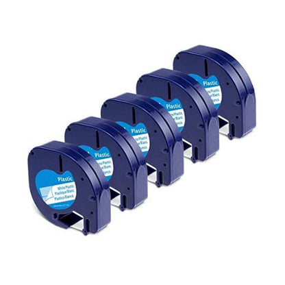 5-pack Label Tape Roll for Letratag Refill Plastic 91331, Compatible Label Tape Black on White 913 -ge V1237-ZY-203-4670