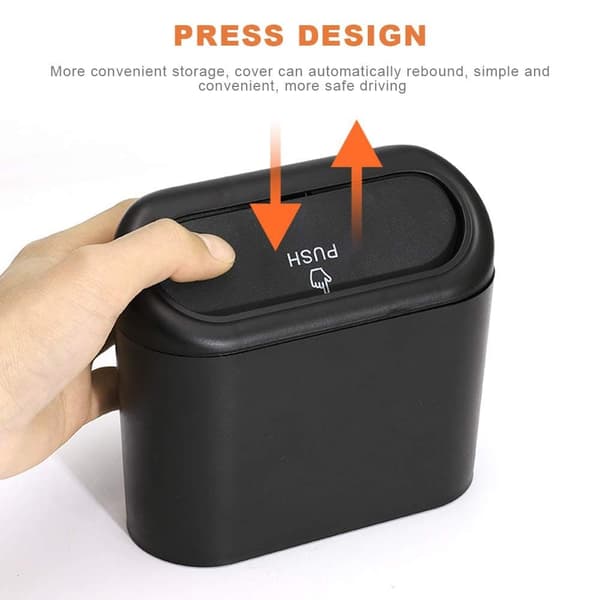 Small Car Trash Can, Car Storage Box, 2-Pack Small Waterproof Car Trash Can with Lid Portable Hanging Storage V1237-ZY-203-4709