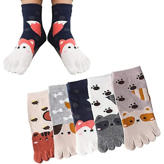 Galaxy Toe Socks for Children 5 Pairs Cartoon Animal Pattern Five Finger Socks 3-7 Years Color 2_MGF V1237-ZY-203-4730