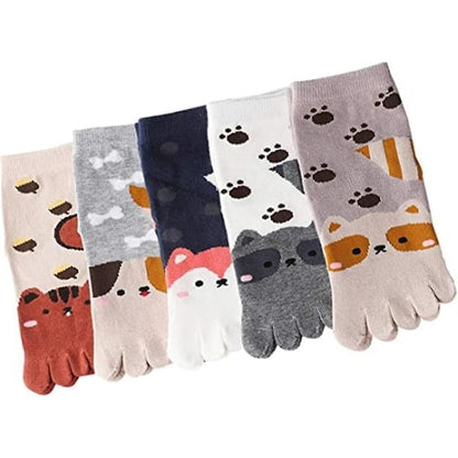 Galaxy Toe Socks for Children 5 Pairs Cartoon Animal Pattern Five Finger Socks 3-7 Years Color 2_MGF V1237-ZY-203-4730