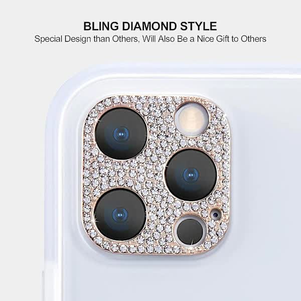 Bling Camera (Rose Gold) Back Cover for iPhone 12 Pro Max Camera, Diamond Protective Sticker Camera Lens Lens V1237-ZY-203-4735