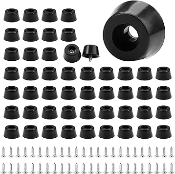 50 pieces rubber feet for cutting boards with stainless steel screws, rubber buffer, screw-proof rubber feet V1237-ZY-203-4738