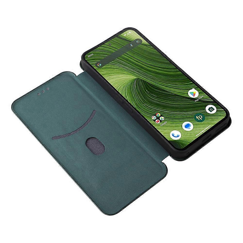 Compatible Case for Fairphone 6 with Carbon Fiber Texture, Drop-proof PU Leather Phone Cover Green V1237-ZY-203-4786