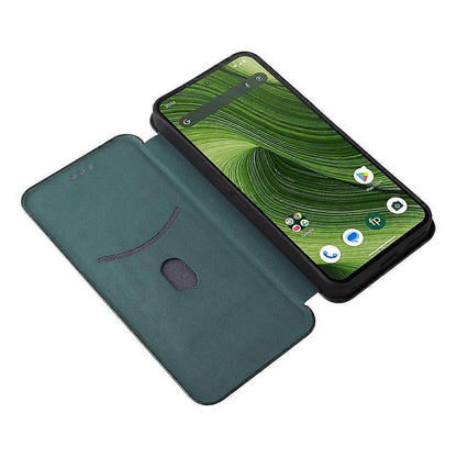 Compatible Case for Fairphone 6 with Carbon Fiber Texture, Drop-proof PU Leather Phone Cover Green V1237-ZY-203-4786