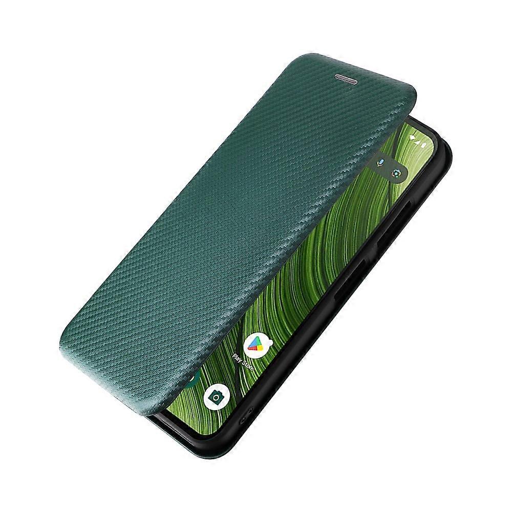Compatible Case for Fairphone 6 with Carbon Fiber Texture, Drop-proof PU Leather Phone Cover Green V1237-ZY-203-4786