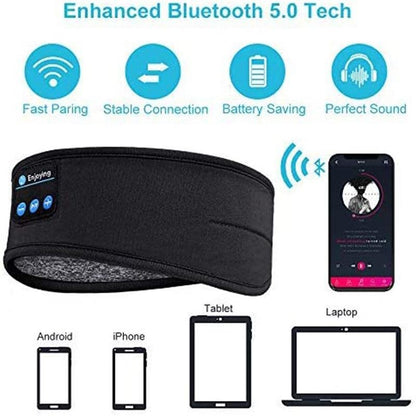 Wireless Stereo Headset with Headband for Running, Sleeping and Music - Black V1237-ZY-203-4806