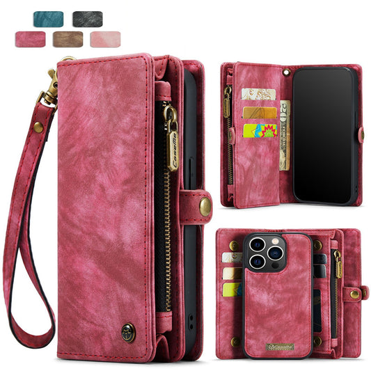2-in-1 Detachable Wallet Case for iPhone 16 & Samsung, Retro Leather Flip Case with Card Holder & Magnetic V1237-ZY-203-4832