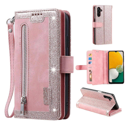 Compatible with Samsung Galaxy S25 Case PU Leather Phone Case with Zipper Wallet 9 Card Slots_yux V1237-ZY-203-4840