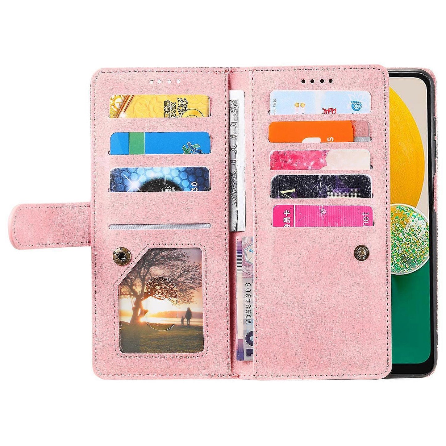 Compatible with Samsung Galaxy S25 Case PU Leather Phone Case with Zipper Wallet 9 Card Slots_yux V1237-ZY-203-4840