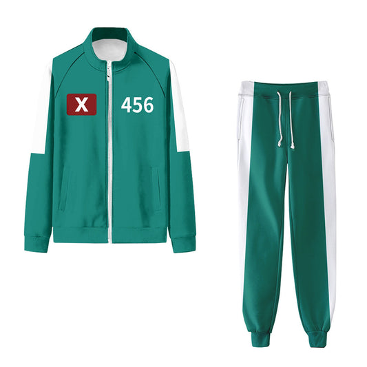 Xbi - Octopus game for adults and children 2 jacket sweater + pants two-piece set Green 456 Green 456_yux V1237-ZY-203-4841