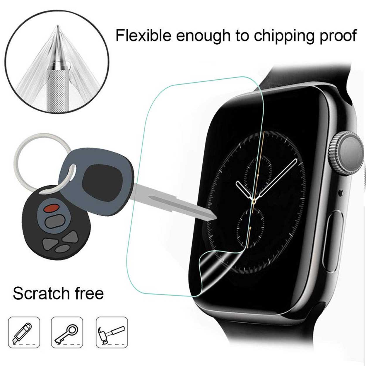 3-pack Screen Protector for Apple Watch 1/2/3 42mm - Full Coverage Transparent V1237-ZY-203-4855