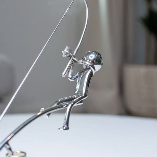 The Balancing Fisherman Sculpture - Kinetic Desk Art Decor, Office Zen Toy, Gift for Dad V1237-ZY-203-4864