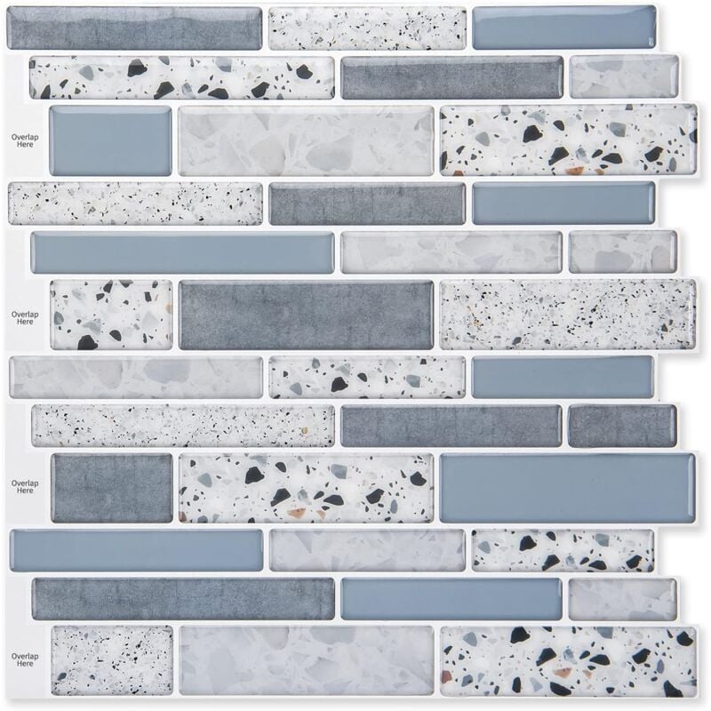 Self-adhesive wall tiles vinyl kitchen tile marble blue 10 pieces V1237-ZY-203-4883