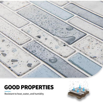 Self-adhesive wall tiles vinyl kitchen tile marble blue 10 pieces V1237-ZY-203-4883