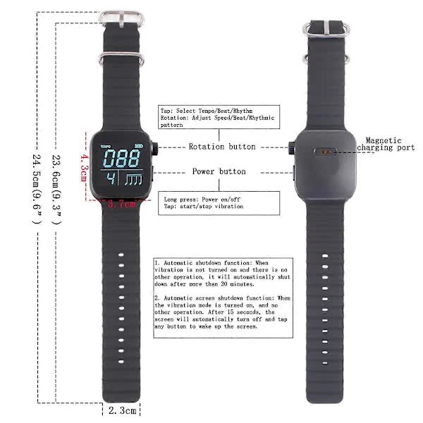 Portable Metronome Smart Metronome Adjustable Bracelet Vibrating Metronome Musical Instrument Metronome V1237-ZY-203-4887