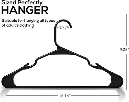 Clothes Hangers 20-pack - Space-saving plastic clothes hangers - Durable hanger with shoulder groove (black) V1237-ZY-203-4910