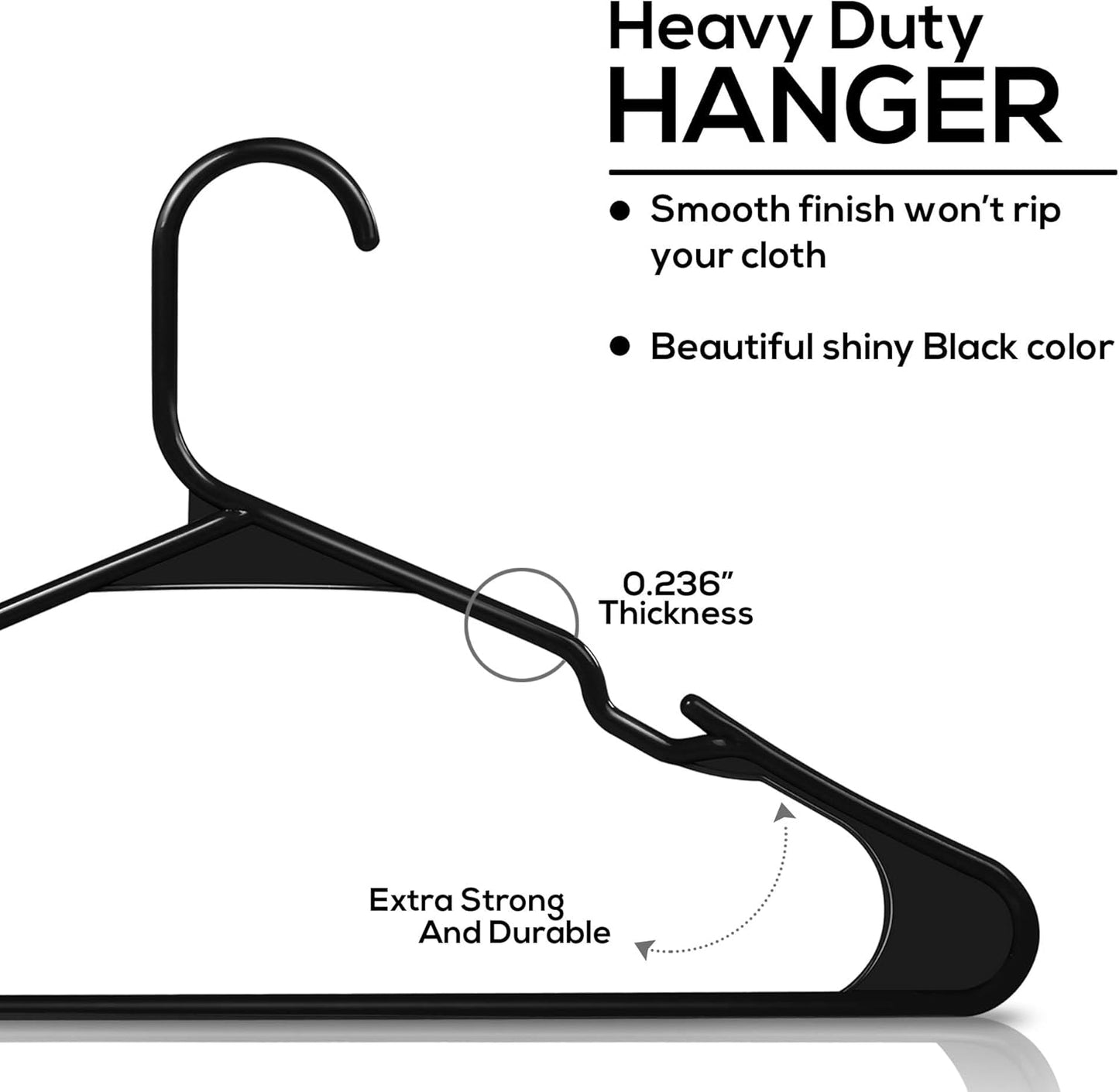 Clothes Hangers 20-pack - Space-saving plastic clothes hangers - Durable hanger with shoulder groove (black) V1237-ZY-203-4910