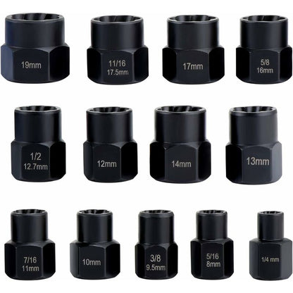Socket wrench sets, nut extractor, socket for damaged bolts (13 pieces) V1237-ZY-203-4915