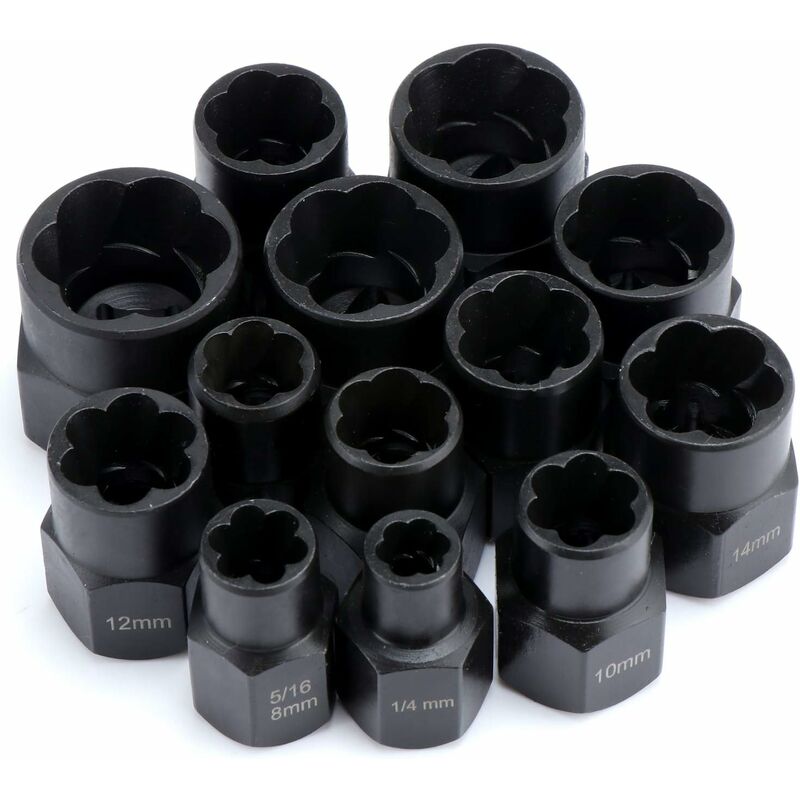 Socket wrench sets, nut extractor, socket for damaged bolts (13 pieces) V1237-ZY-203-4915