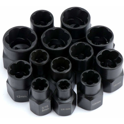 Socket wrench sets, nut extractor, socket for damaged bolts (13 pieces) V1237-ZY-203-4915