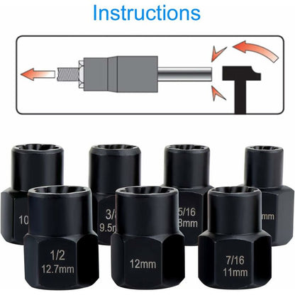 Socket wrench sets, nut extractor, socket for damaged bolts (13 pieces) V1237-ZY-203-4915