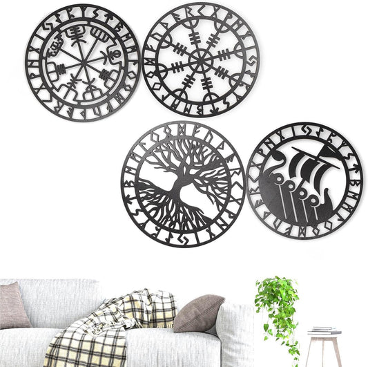 Metallic Viking Wall Art | Nautical Nordic Compass Decor for Bedroom or Living Room V1237-ZY-203-4931