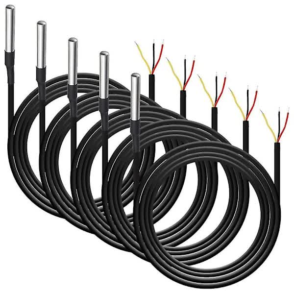 5pcs Waterproof DS18B20 Temperature Sensor, Digital Temperature Thermal Cable Temperature (-55- +125) V1237-ZY-203-4936