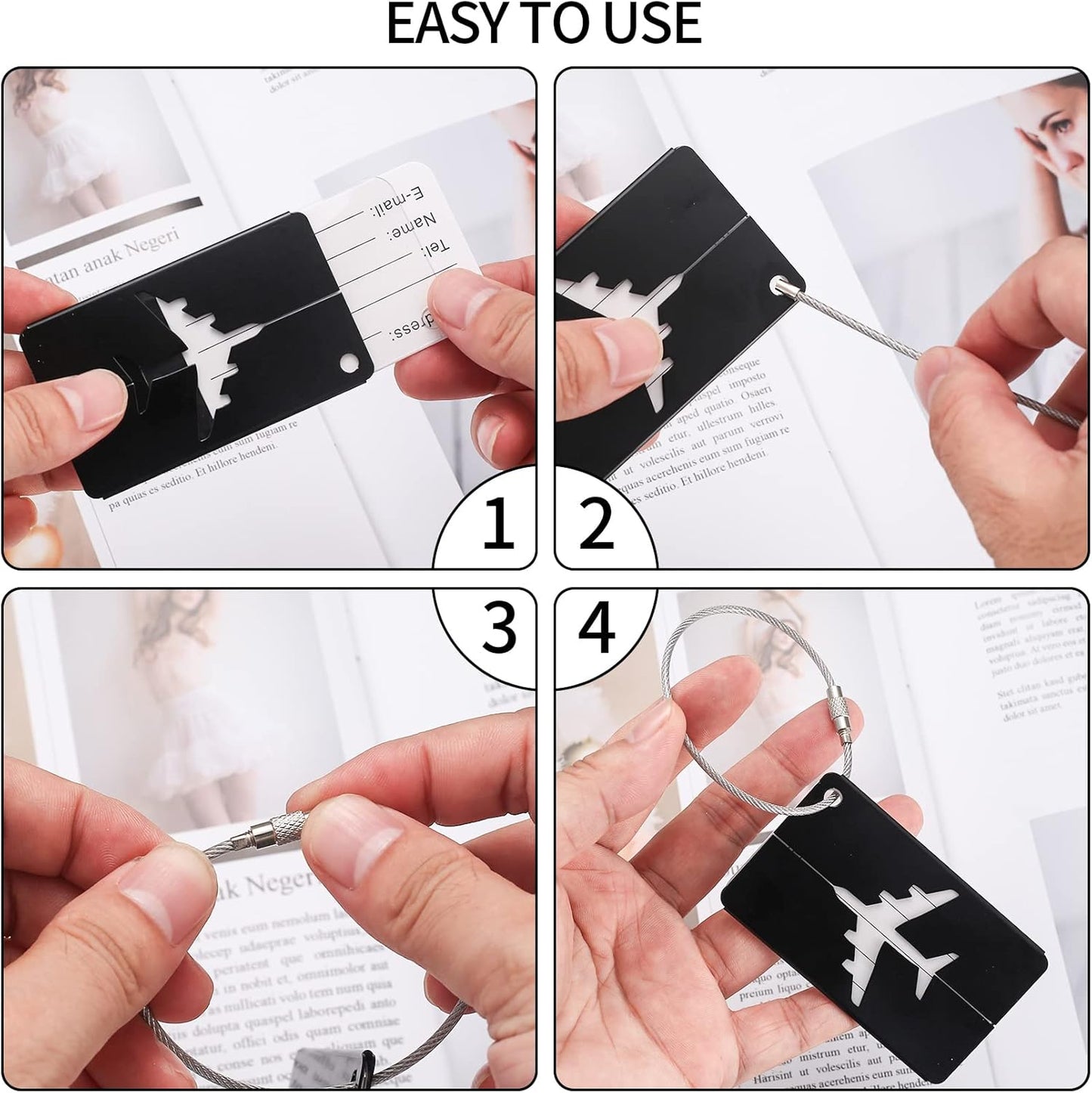 pcs Luggage Tags, Suitcase Tags, Luggage Labels Tags Aluminum Metal with Name ID Address Card V1237-ZY-203-4942