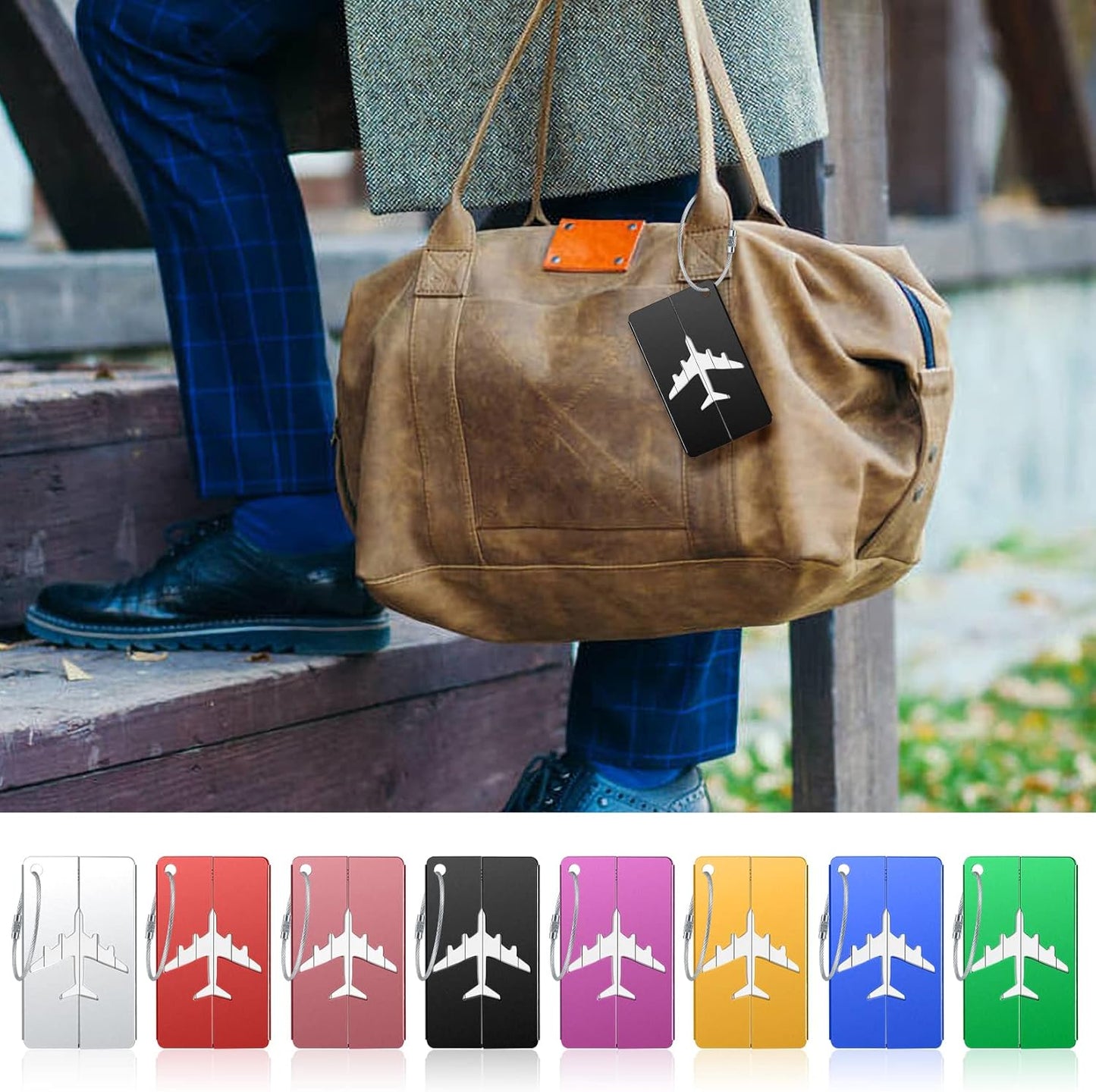 pcs Luggage Tags, Suitcase Tags, Luggage Labels Tags Aluminum Metal with Name ID Address Card V1237-ZY-203-4942